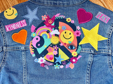 Load image into Gallery viewer, Girls Jean Jacket PEACE, HOPE, KINDNESS
