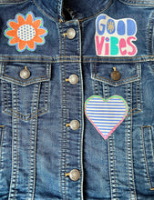 Load image into Gallery viewer, Girls Jean Jacket GOOD VIBES