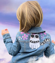Load image into Gallery viewer, Girls Jean Jacket KARMA IS A CAT