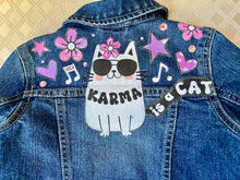 Load image into Gallery viewer, Girls Jean Jacket KARMA IS A CAT