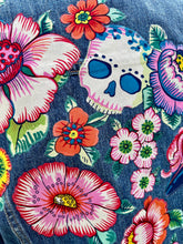 Load image into Gallery viewer, Womens Jean Jacket FRIDA SUGAR SKULL LADY IN PINK