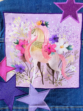 Load image into Gallery viewer, Girls Jean Jacket FLORAL UNICORNS