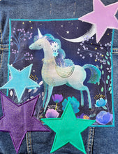 Load image into Gallery viewer, Girls Jean Jacket FLORAL UNICORNS