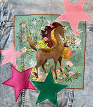 Load image into Gallery viewer, Girls Jean Jacket FLORAL UNICORNS