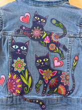 Load image into Gallery viewer, Girls Jean Jacket PRETTY BLUE KITTIES