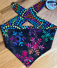 Load image into Gallery viewer, Dog Bandana RAINBOW SNOWFLAKES For your Snow Loving Dog