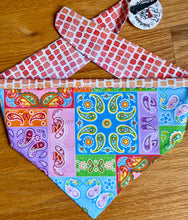 Load image into Gallery viewer, Dog Bandana PASTEL PATCHWORK Pretty Bandana for your summer-lovin' doggie!