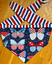 Load image into Gallery viewer, Dog Bandana ALL AMERICAN BUTTERFLY Patriotic Neckwear for your All American Girl