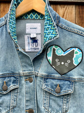 Load image into Gallery viewer, Womens Jean Jacket CATS LOVE FLOWERS