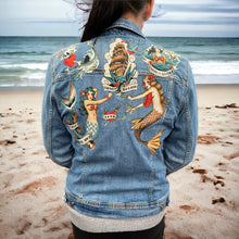 Load image into Gallery viewer, Womens Jean Jacket MERMAID TATTOOS