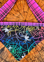 Load image into Gallery viewer, Dog Bandana RAINBOW SPIDERWEB Colorful Halloween Fun for your Little Spook
