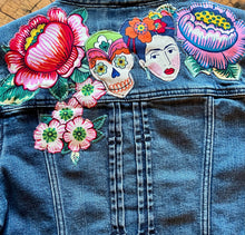 Load image into Gallery viewer, Girls Jean Jacket FRIDA & FLOWERS