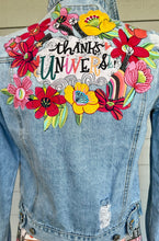 Load image into Gallery viewer, Womens Jean Jacket THANKS UNIVERSE!