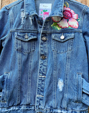 Load image into Gallery viewer, Womens Jean Jacket FRIDA SUGAR SKULL LADY IN PINK