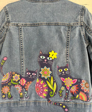 Load image into Gallery viewer, Girls Jean Jacket PRETTY BLUE KITTIES