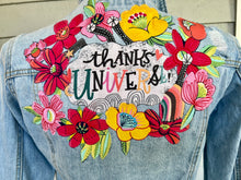 Load image into Gallery viewer, Womens Jean Jacket THANKS UNIVERSE!