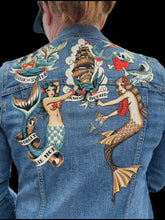 Load image into Gallery viewer, Womens Jean Jacket MERMAID TATTOOS
