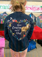Load image into Gallery viewer, Girls Jean Jacket COURAGEOUS AND KIND