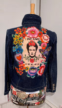 Load image into Gallery viewer, Womens Jean Jacket FRIDA KAHLO "I Paint Flowers So They Will Not Die"