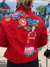 Load image into Gallery viewer, Womens Jean Jacket FRIDA RED AND ELEGANT