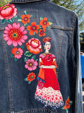 Load image into Gallery viewer, Womens Jean Jacket FRIDA RED AND ELEGANT