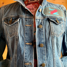 Load image into Gallery viewer, Womens Jean Jacket SIGNPOSTS and SCOUT BADGES
