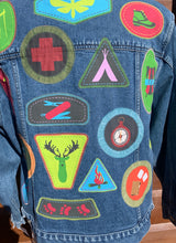 Load image into Gallery viewer, Womens Jean Jacket SIGNPOSTS and SCOUT BADGES