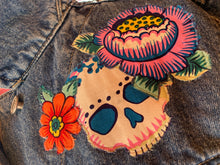 Load image into Gallery viewer, Womens Jean Jacket FRIDA SUGAR SKULL LADY IN PINK