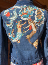 Load image into Gallery viewer, Womens Jean Jacket MERMAID TATTOOS
