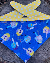 Load image into Gallery viewer, Dog Bandana HANUKKAH Dreidel Fun Bold Badass Bandana for the Festival of Lights