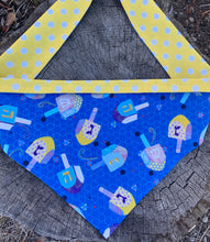Load image into Gallery viewer, Dog Bandana HANUKKAH Dreidel Fun Bold Badass Bandana for the Festival of Lights