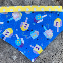 Load image into Gallery viewer, Dog Bandana HANUKKAH Dreidel Fun Bold Badass Bandana for the Festival of Lights