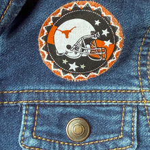 Load image into Gallery viewer, Boys or Girls Jean Jacket MINI LONGHORNS FAN
