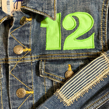 Load image into Gallery viewer, Boys or Girls Jean Jacket MINI SEAHAWKS FAN
