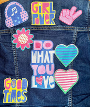 Load image into Gallery viewer, Girls Jean Jacket GOOD VIBES
