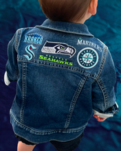 Load image into Gallery viewer, KidsSeattleSportsJeanJacket
