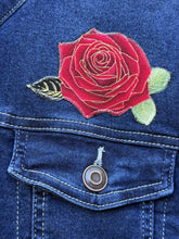 Load image into Gallery viewer, Womens Jean Jacket  RED ROSES
