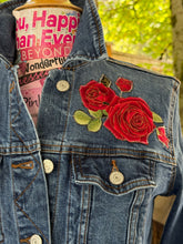 Load image into Gallery viewer, Womens Jean Jacket  RED ROSES
