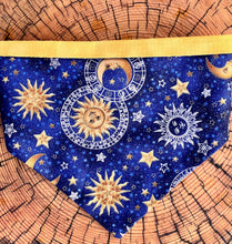 Load image into Gallery viewer, Dog Bandana STARS AND MOON Cosmic Style for your Cosmic Pup
