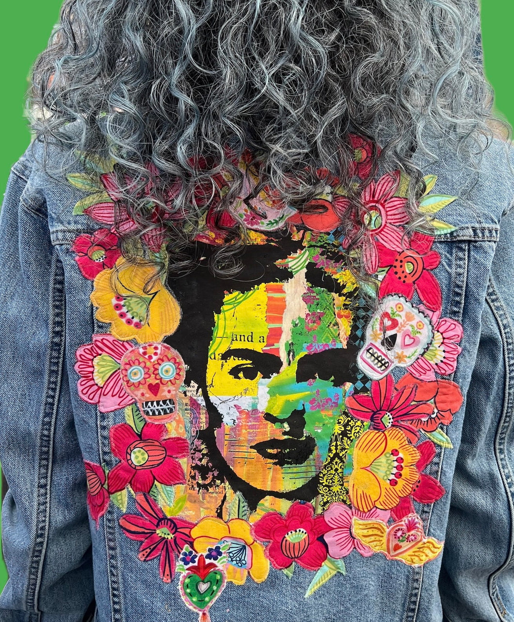 Womens Jean Jacket FRIDA Wild and Colorful!