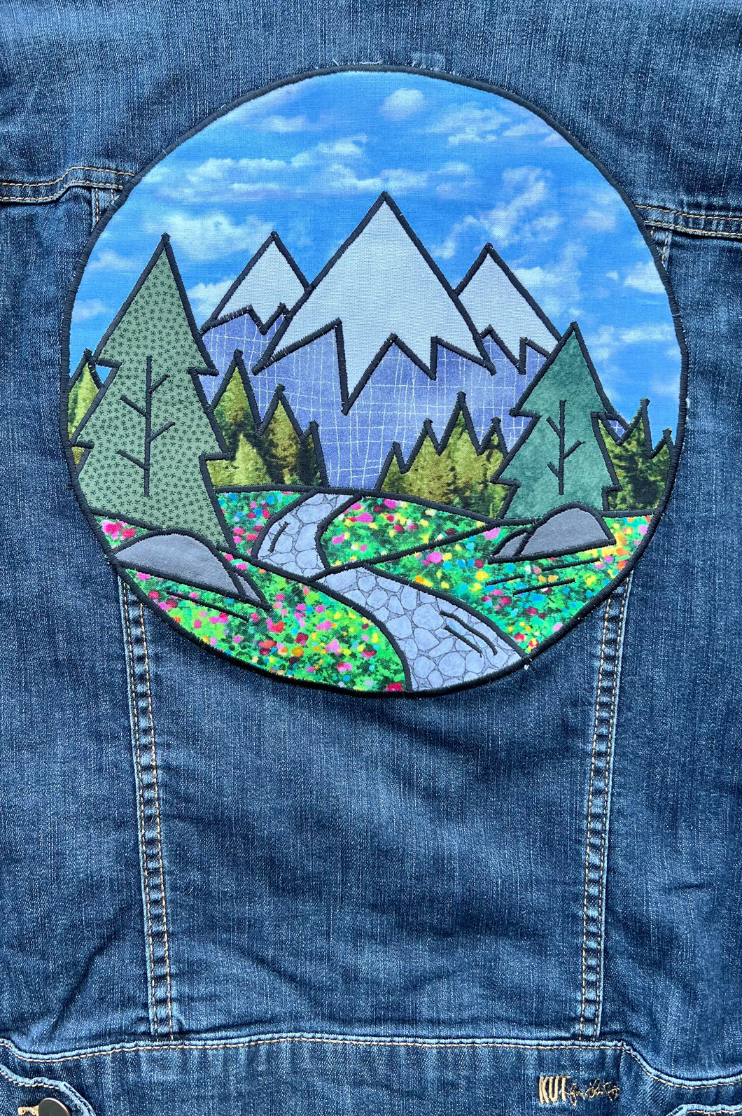 Womens Jean Jacket THE MOUNTAINS ARE CALLING