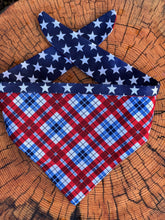 Load image into Gallery viewer, Dog Bandana ALL AMERICAN PLAID Classic American Style for the Classic American Pooch
