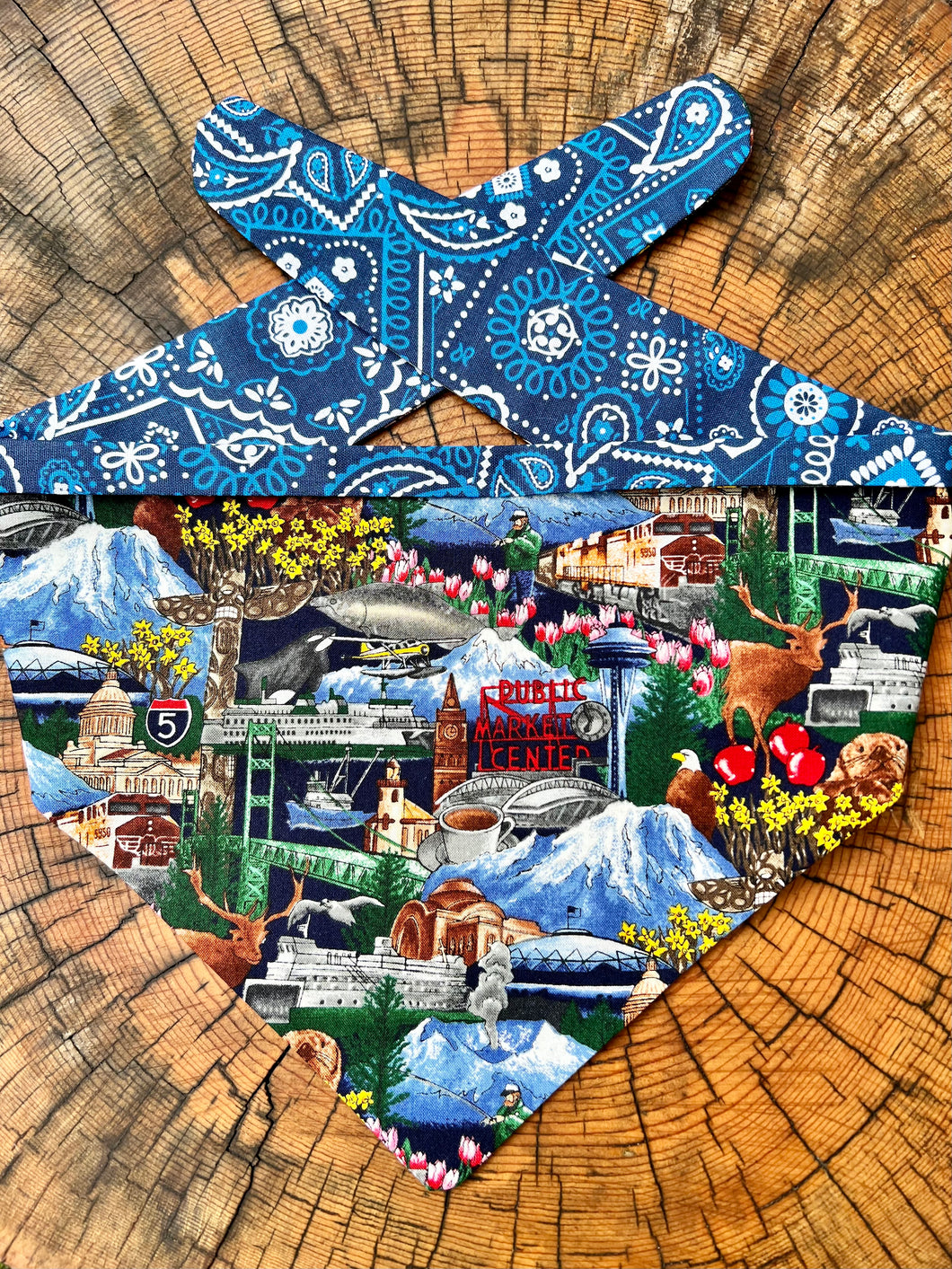 Dog Bandana SEATTLE COLLAGE Rich Seattle Fabric for your Seattle Lovin'Pup!