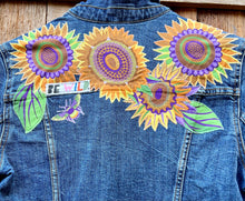 Load image into Gallery viewer, Womens Jean Jacket SUNFLOWER PUNCH

