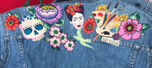 Load image into Gallery viewer, Womens Jean Jacket  FRIDA Yoke Collage
