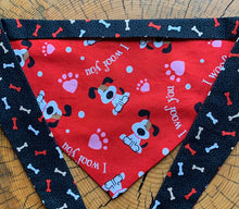 Load image into Gallery viewer, Dog Bandana I WOOF YOU Valentines Dog Bandana for the one your Love (woof!)
